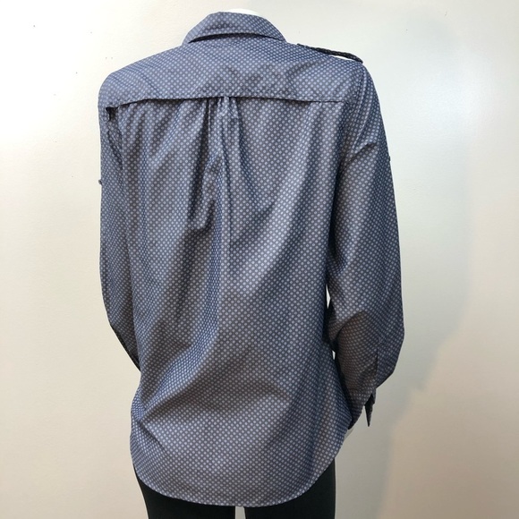 5/$20‎ LANDS' END blue patterned button down top s - Picture 2 of 7